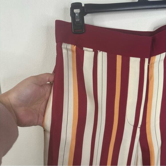 THE ROW Togra Cropped Striped Silk Straight Leg Pants Women's Size 2 - Picture 10 of 13